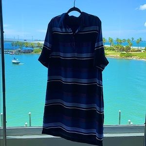 Banana Republic Silk Striped Polo Midi Dress